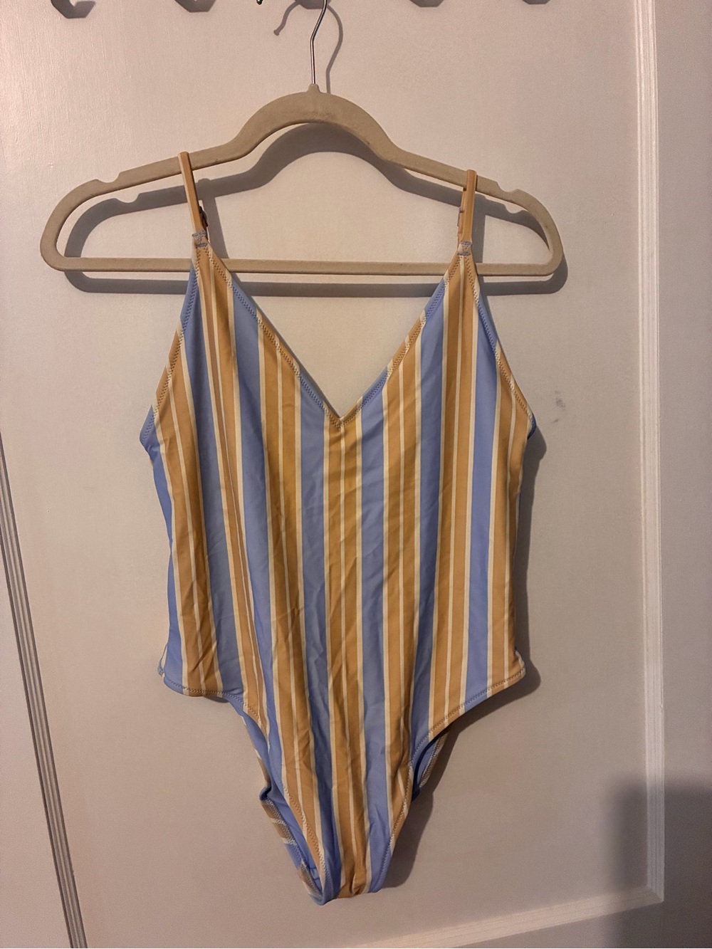 aerie Blue and Tan Striped One-Piece